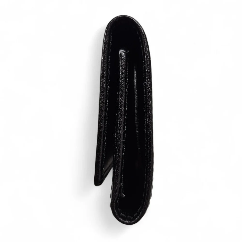 Gucci Tom Ford Era Six Ring Key Holder Wallet In Black Leather And Dark Silver